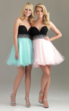 Hot Selling Sweetheart Black/Blue Strapless Mini Dress On Sale